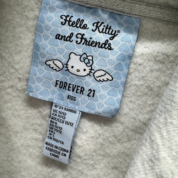 Hello Kitty x Forever 21 Hoodie Girls 11 / 12 Gray Full Zip Jacket - Picture 2 of 7